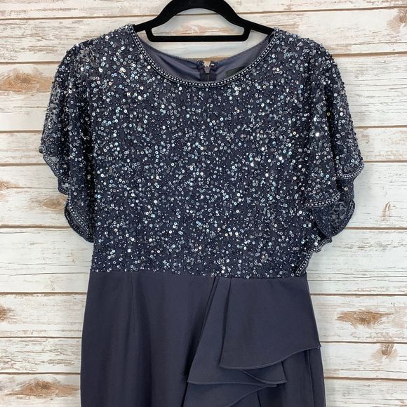 Adrianna Papell Beaded Flutter Sleeve Sheath Dress - Picture 4 of 8